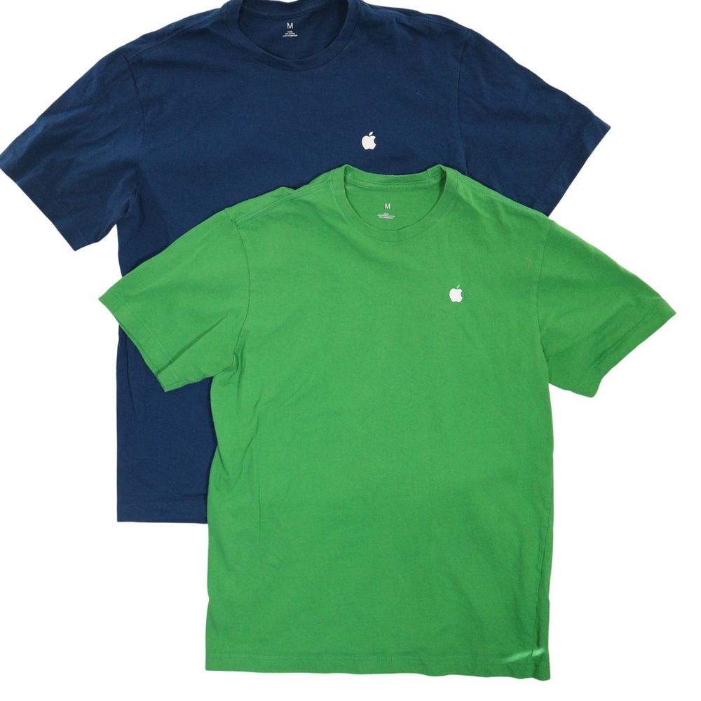 Apple Employee T-Shirt 2-Pack Logo Recycled Cotton Green Navy Blue Men‎ M